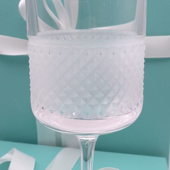 New Tiffany & Co. Diamond Point Champagne Flute Crystal Glass One W/ Box - Picture 7 of 10